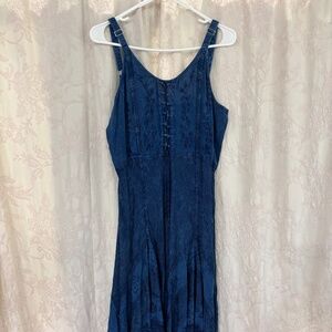 My Choice Woman’s  Bohemian Halter Embroidered Lace Maxi Dress Blue Size M